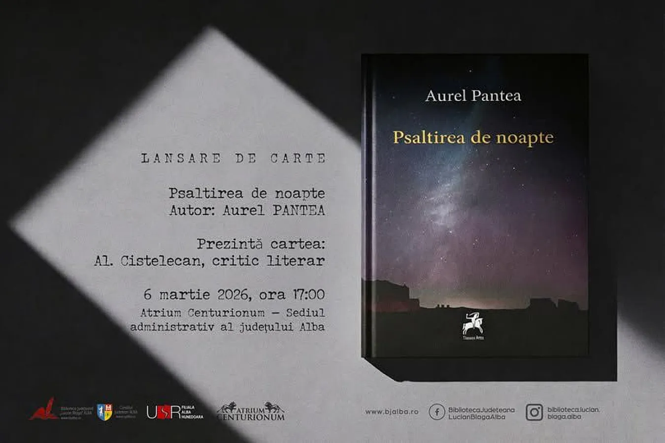 Lansarea volumului de poezie „Psaltirea de noapte” al poetului albaiulian Aurel Pantea