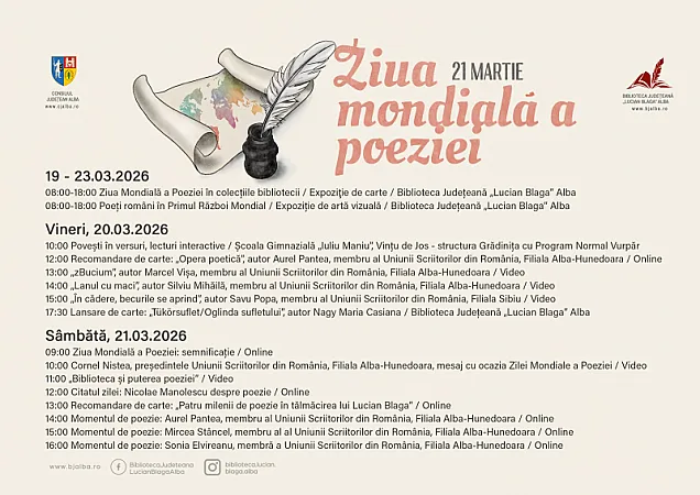 Ziua Mondială a Poeziei sărbătorită la Biblioteca Județeană „Lucian Blaga” Alba